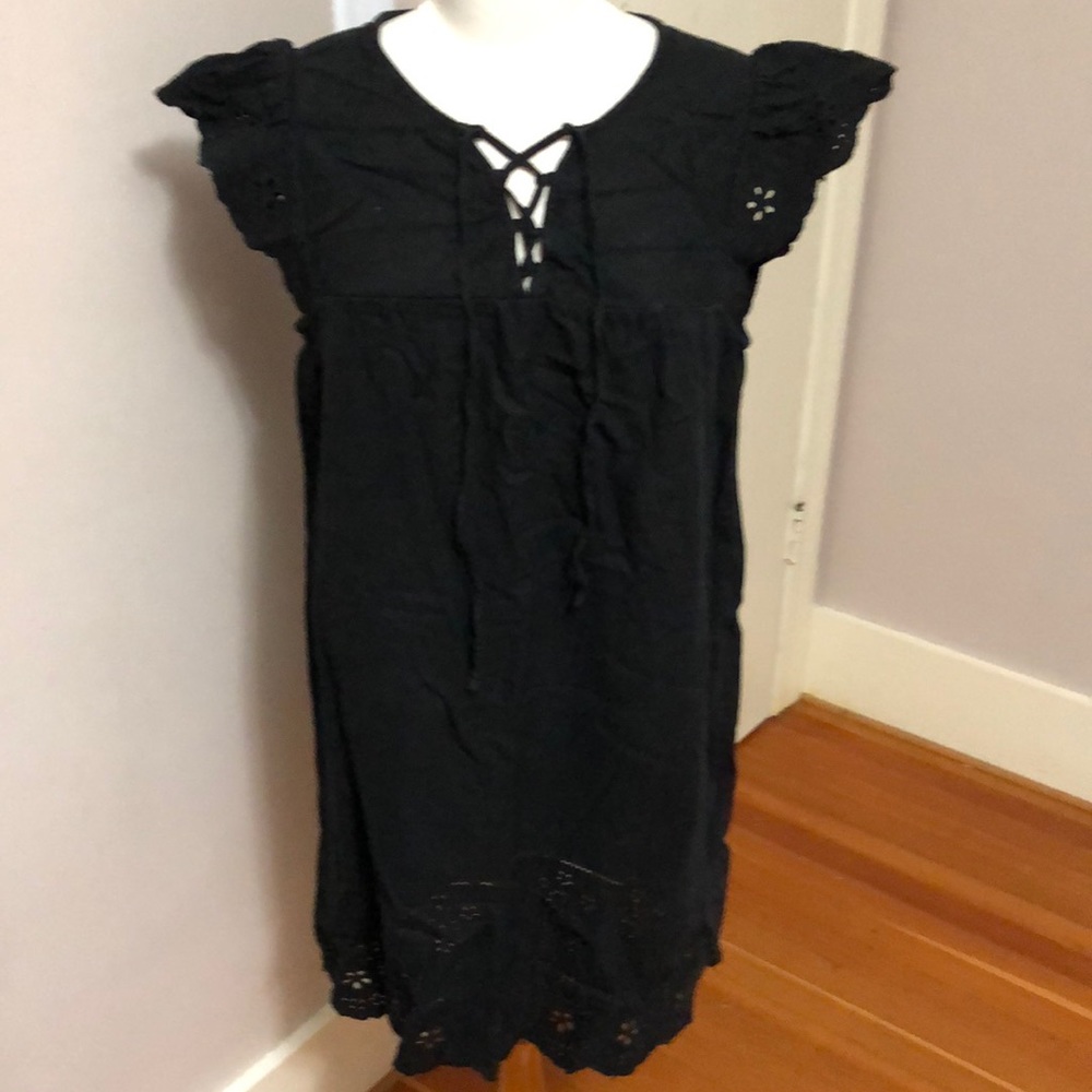 Black linen dress